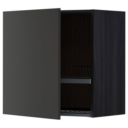 Навесной шкаф с сушилкой, черный, Nickebo матовый антрацит, 60x60 см IKEA METOD МЕТОД 294.989.90
