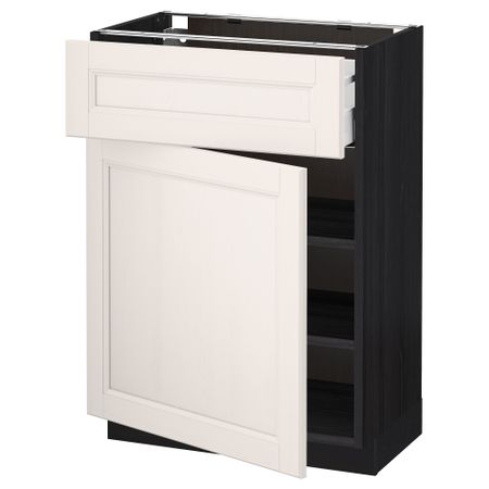 Напольный шкаф с ящиком, дверью МЕТОД / МАКСИМЕРА, черный, Лаксарби белый