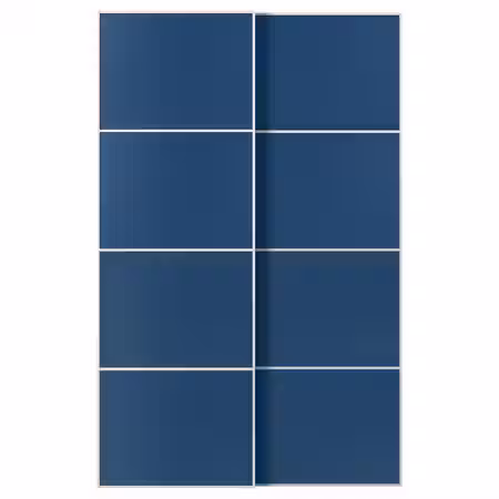 MEHAMN Пара раздвижных дверей - белый/двусторонний синий 150x236 см