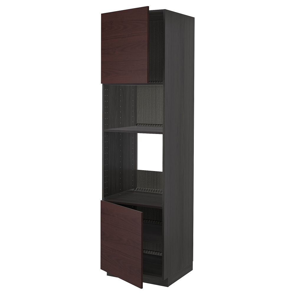 Высокий шкаф для духовки, СВЧ, 2 дверцы, полки, 60x60x220 cm IKEA METOD МЕТОД 094.575.75 - фото 1