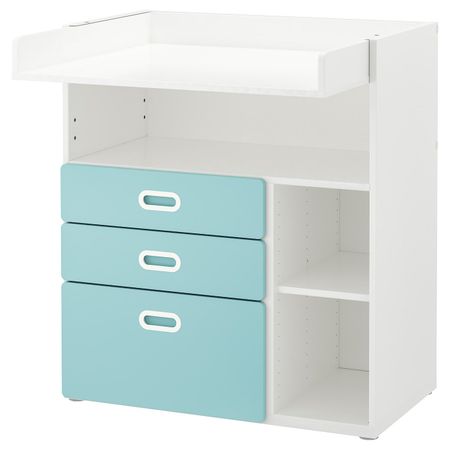 Пеленальный стол с ящиками, белый/голубой 90x79x102 см IKEA STUVA СТУВА / FRITIDS ФРИТИДС 392.531.62