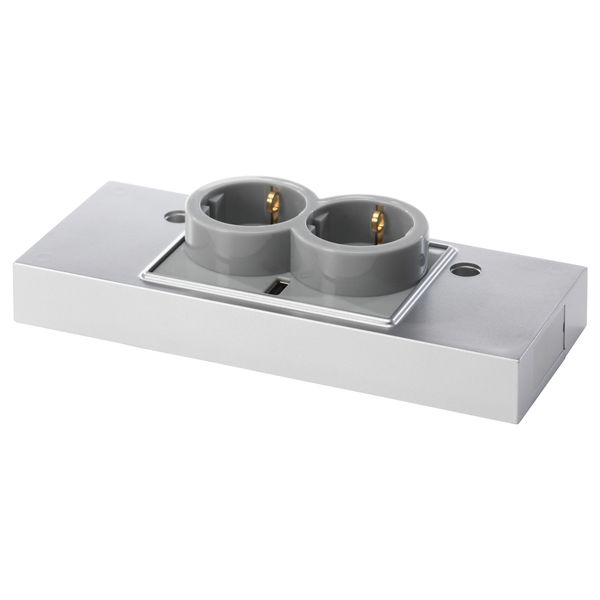 2-местный блок с USB-портом УТРУСТА, цвет алюминия - фото 2