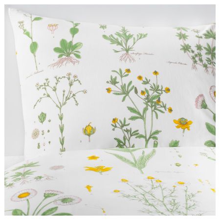 Пододеяльник и 2 наволочки СТРАНДКРИПА, с цветочным орнаментом, белый