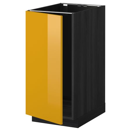 Напольный шкаф для мойки, мусорных контейнер МЕТОД, черный, Ерста желтый (40x60 см)