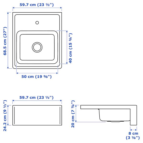 IKEA, дополнительный ракурс - схема-чертеж с размерами