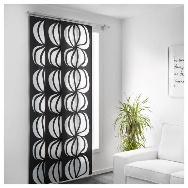 Узкая гардина УЛЛА-СТИНА, черный/белый (60x300 см) - схема-чертеж с размерами