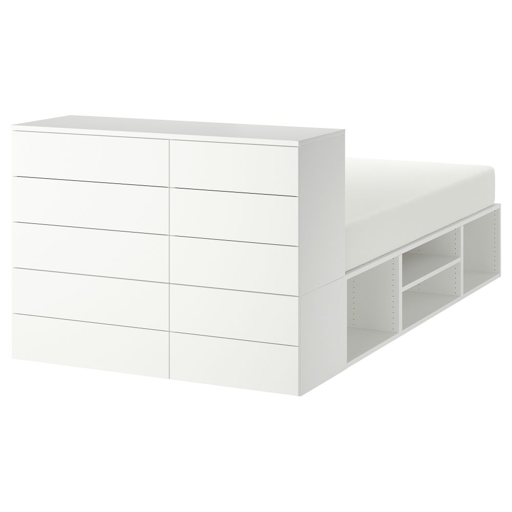 Каркас кровати с 10 ящиками, белый, Fonnes, 140x244x103 см IKEA PLATSA ПЛАТСАA ПЛАТСА 893.029.14 - фото 1
