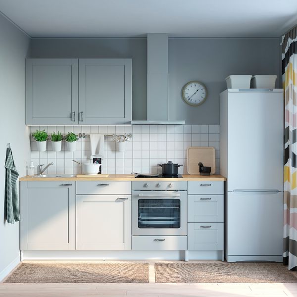 Кухня, серый 220x61x220 см IKEA KNOXHULT КНОКСХУЛЬТ 294.015.11 - схема-чертеж с размерами