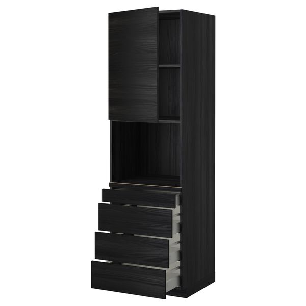 Высокий шкаф для комбинированния СВЧ, 4 ящика МЕТОД / МАКСИМЕРА, черный, Тингсрид черный - схема-чертеж с размерами