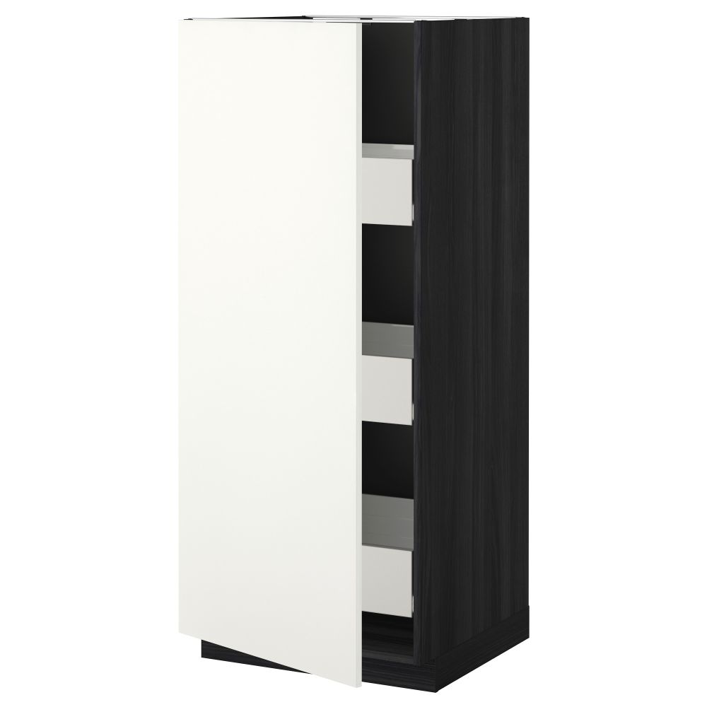 Высокий шкаф с ящиками МЕТОД / ФОРВАРА, черный, Хэггеби белый (60x60x140 см) - фото 1