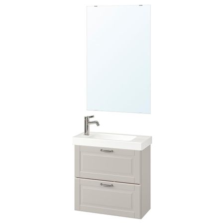 Комплект мебели для ванной, 4 предм., Кашён светло-серый, ВОКСНАН смеситель 63 см IKEA ГОДМОРГОН / ХАГАВИКЕН 993.324.54