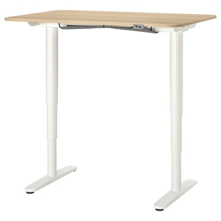 Стол-трансформер, 120x80 см, дубовый шпон, беленый, белый IKEA BEKANT БЕКАНТ 592.822.48