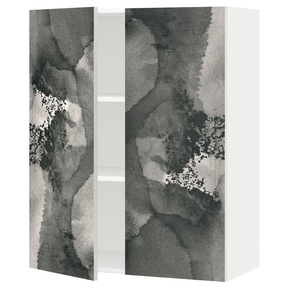 Навесной шкаф с полками, 2 дверцы МЕТОД, белый - схема-чертеж с размерами