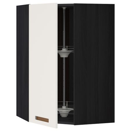 Угловой навесной шкаф с вращающейся секцией МЕТОД, черный, Мэрста белый