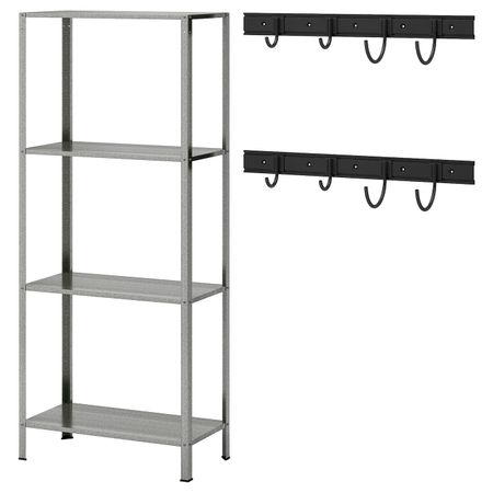 Стеллаж с 2 рейлингами/8 крючками IKEA БРАНДУР / ХИЛЛИС 193.180.70