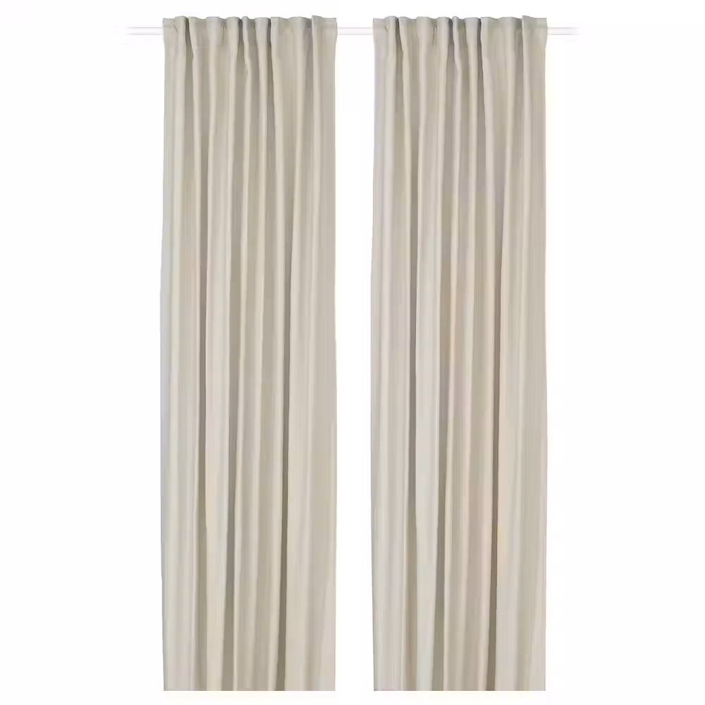 GINSTMOTT ГИНСТМОТТ Гардины, 2 шт. - бежевый/с лентой 145x300 см - фото 1