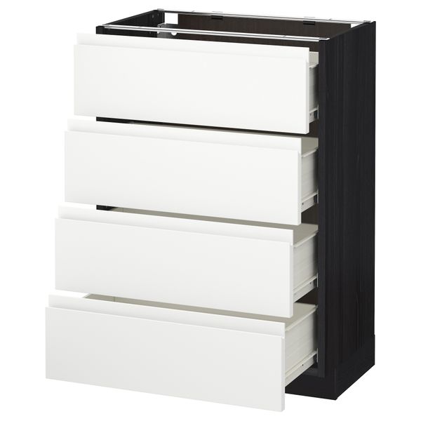 Напольный шкаф 4 фронтальных панели, 4 ящика МЕТОД / ФОРВАРА, черный, Воксторп белый - схема-чертеж с размерами