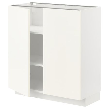 METOD Напольный шкаф с полками/2дверцами - белый/Vallstena белый 80x37 см
