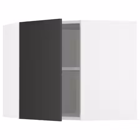 METOD Угловой навесной шкаф с полками - белый/Nickebo матовый антрацит 68x60 см