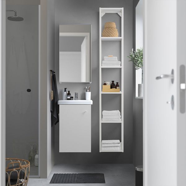 Комплект мебели для ванной,7 предм., белый/ПИЛКОН смеситель 44x43x65 см IKEA FISKÅN ФИСКОН / TVÄLLEN ТВЭЛЛЕН 994.360.79 - схема-чертеж с размерами