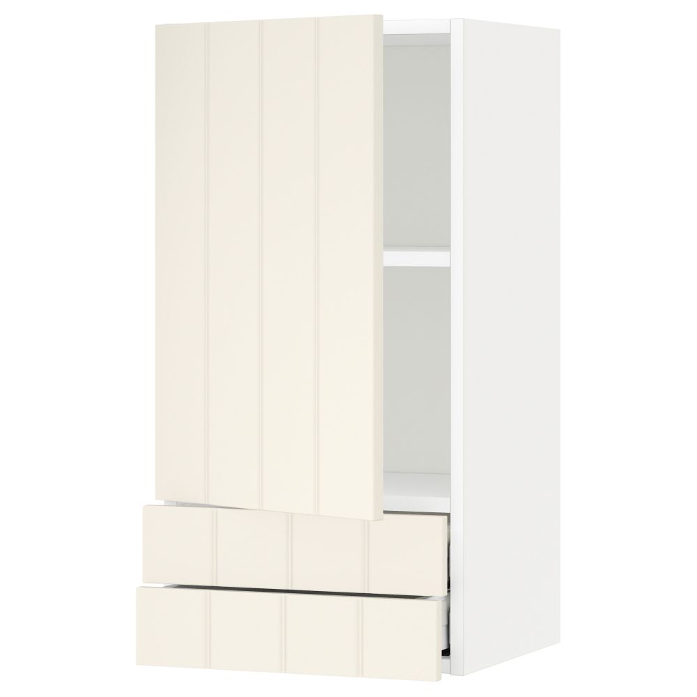 Навесной шкаф с дверцей, 2 ящика МЕТОД / МАКСИМЕРА, белый, Хитарп белый с оттенком - схема-чертеж с размерами