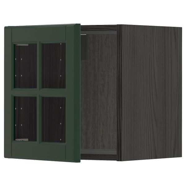 Навесной шкаф со стеклянной дверью, черный/Будбин темно-зеленый 40x40 см IKEA МЕТОД 993.132.19 - схема-чертеж с размерами