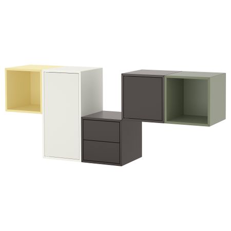 Комбинация настенных шкафов, белый, разноцветный, 175x35x70 см IKEA EKET ЭКЕТ 495.216.83