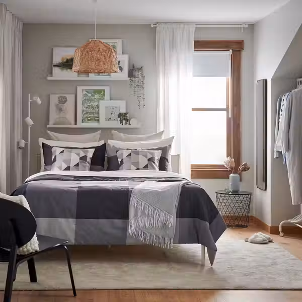 BRUNKRISSLA Пододеяльник и 2 наволочки - чёрный 240x220/50x60 см - фото 3