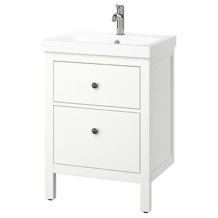 HEMNES / ORRSJÖN Шкаф с ящиками/раковина/смеситель - белый 62x49x89 см