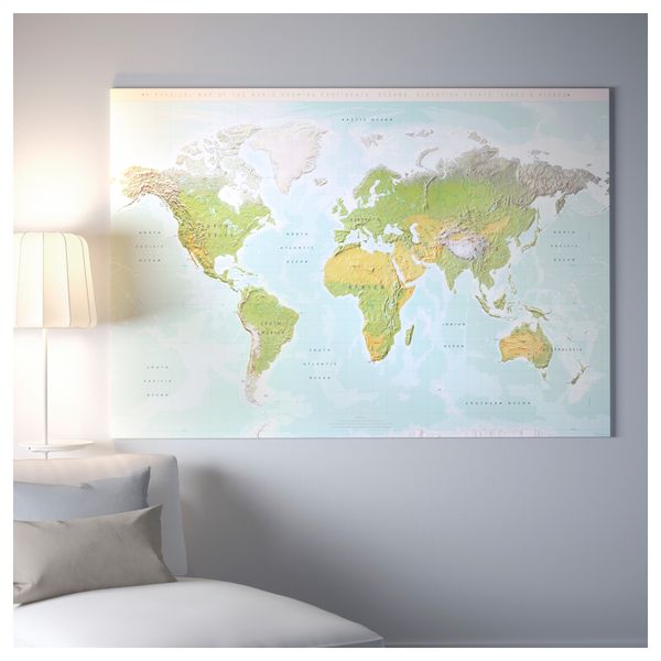 Картина с рамой БЬЁРКСТА, Планета Земля, цвет алюминия (200x140 см) - фото 3