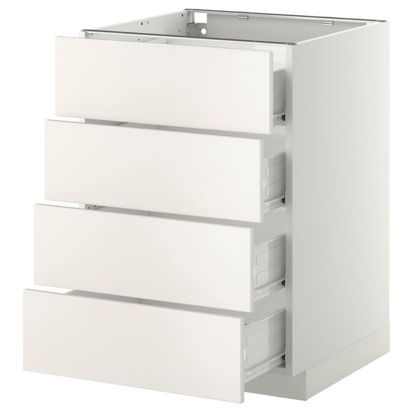 Напольный шкаф 4 фронтальных панели, 4 ящика МЕТОД / ФОРВАРА, белый, Веддинге белый - схема-чертеж с размерами