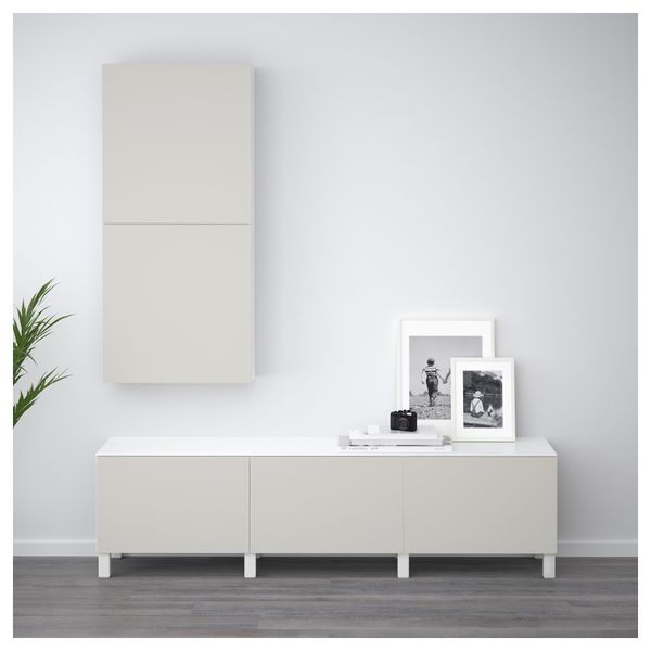 Комбинация для хранения с ящиками БЕСТО, белый, Лаппвикен светло-серый (180x42x48 см) - схема-чертеж с размерами