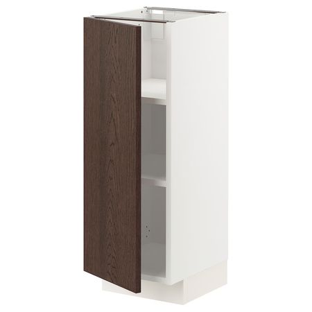 METOD Напольный шкаф с полками - белый/Sinarp коричневый 30x37 см
