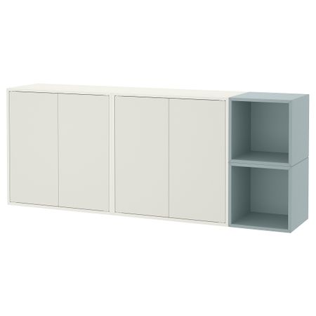 Комбинация настенных шкафов, белый, серо-синий светлый, 175x35x70 см IKEA EKET ЭКЕТ 795.216.67
