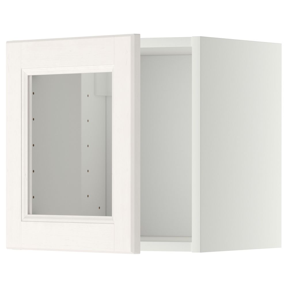 Навесной шкаф со стеклянной дверью МЕТОД, белый, Лаксарби белый (40x40 см) - схема-чертеж с размерами