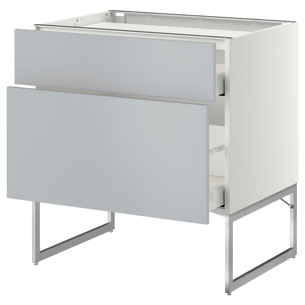 Напольный шкаф, 2 фронтальных панели, 3 ящика МЕТОД / МАКСИМЕРА, белый, Веддинге серый - схема-чертеж с размерами