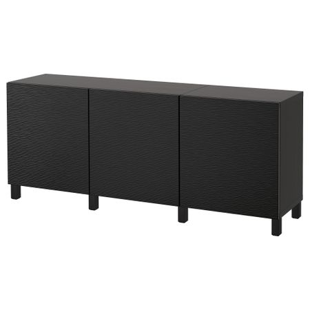 Комбинация для хранения с дверцами БЕСТО, черно-коричневый, Лаксвикен черный (180x40x74 см)