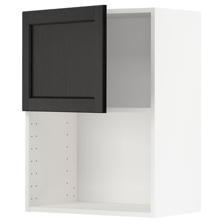 Навесной шкаф для СВЧ-печи, белый/Лерхюттан черная морилка 60x80 см IKEA METOD МЕТОД 894.446.64