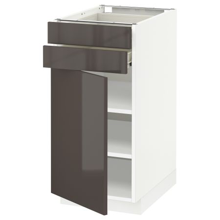 Напольный шкаф с дверцей, 2 ящиками МЕТОД / ФОРВАРА, белый, Рингульт серый