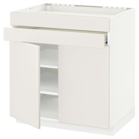 Напольный шкаф для варочной панели, 2 ящика, 2 фасада, 1 ящик МЕТОД / ФОРВАРА, белый, Веддинге белый (80x60 см)