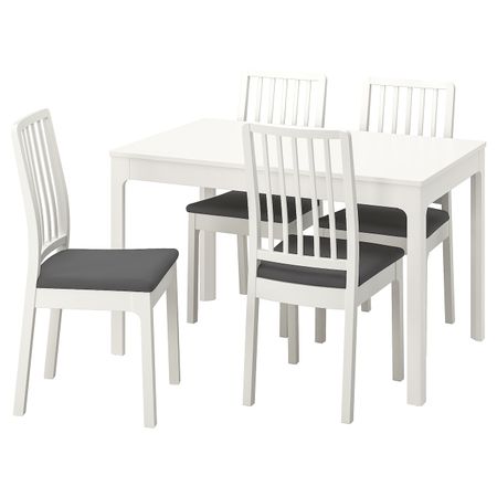 Стол и 4 стула, белый/Хакебу темно-серый 120/180 см IKEA EKEDALEN ЭКЕДАЛЕН / EKEDALEN ЭКЕДАЛЕН 994.294.13