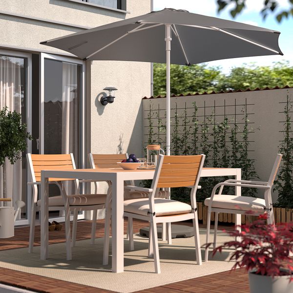 Зонт от солнца с опорой, светло-серый, Huvön серый, 270 см IKEA HÖGÖN ХЁГЁН 694.768.06 - фото 2