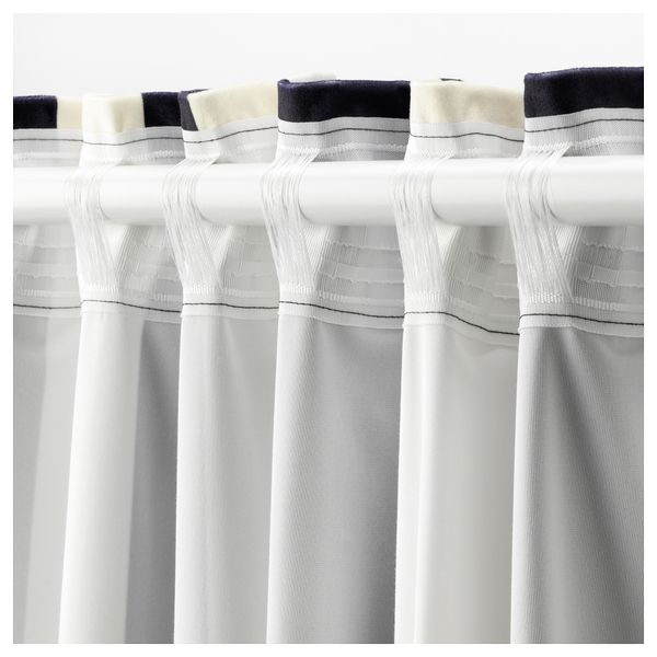 Гардины, 1 пара ОМЕДЕЛЬБАР, черный, белый (145x300 см) - фото 2