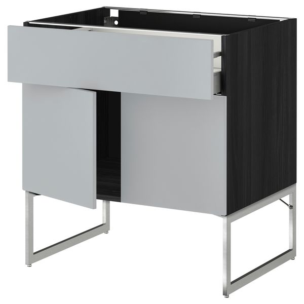 Напольный шкаф, полки, ящик, 2 двери МЕТОД / МАКСИМЕРА, черный, Веддинге серый - схема-чертеж с размерами