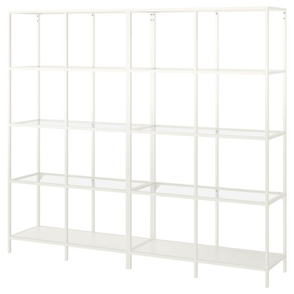 Комбинация для хранения, белый, стекло, 200x36x175 см IKEA VITTSJÖ ВИТШЁ 192.945.35 - фото 1