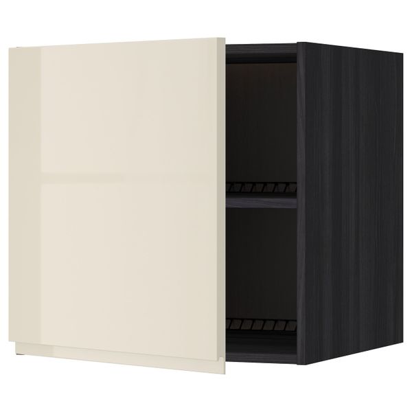 Верхний шкаф на холодильник/морозильн, черный, Воксторп глянцевый светло-бежевый 60x60 см IKEA МЕТОД 992.246.85 - схема-чертеж с размерами