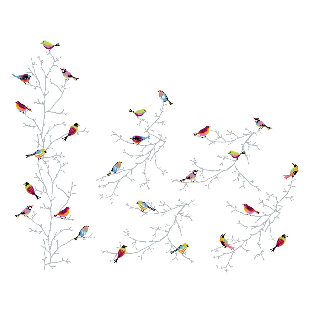 Декоративные наклейки СЛЭТГУЛЬТ, птицы зимой - схема-чертеж с размерами