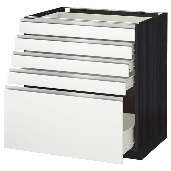 Напольный шкаф с 5 ящиками МЕТОД / ФОРВАРА, черный, Нодста белый - схема-чертеж с размерами