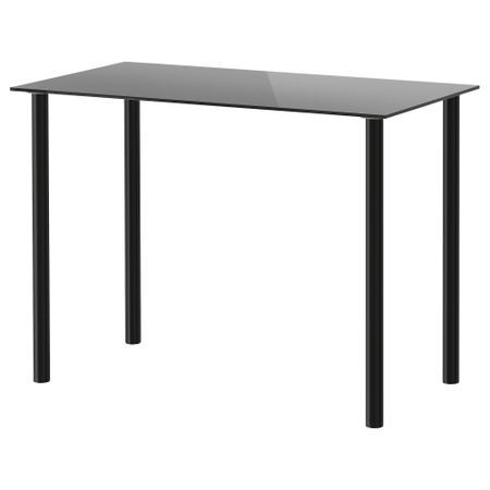 Стол ГЛАСХОЛЬМ / АДИЛЬС, стекло черный, черный (99x52 см)