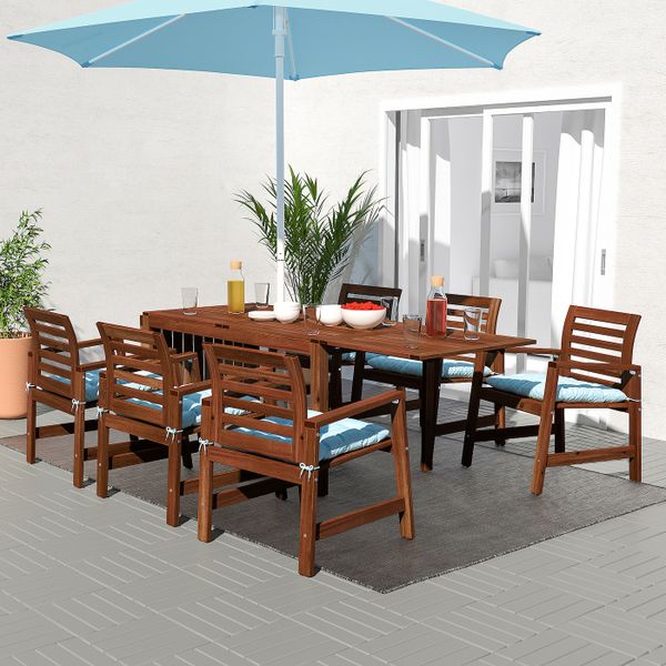 Стол + 6 кресел,д/сада, коричневая морилка/Куддарна голубой IKEA ÄPPLARÖ ЭПЛАРО 592.896.93 - фото 2
